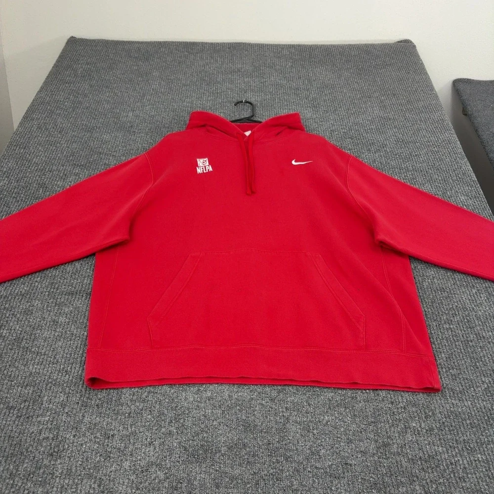 NFLPA Nike Hoodie Mens XXL Red Cotton Polyester Fleece Sportswear Athletic Style